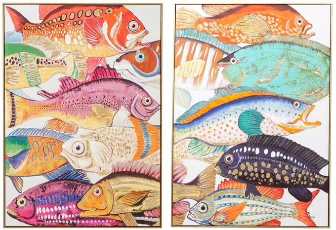 Schilderij Fish Meeting 40x50cm (2/Set) Kare Design