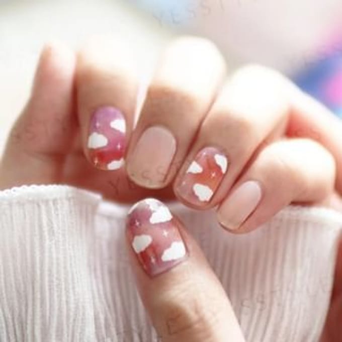 Lunacaca - Rosy Clouds Nail Art Sticker 24 pcs