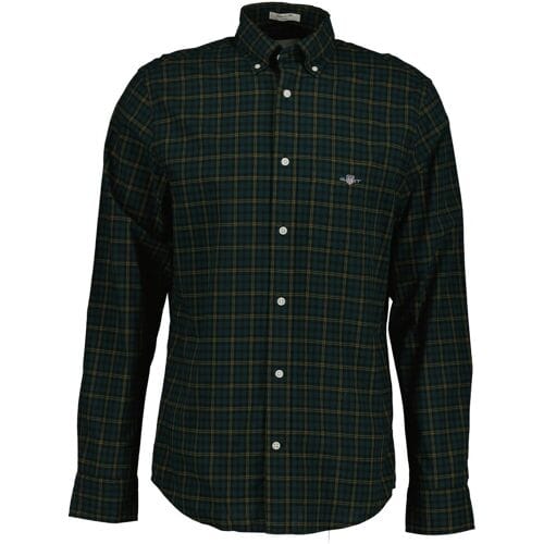 Gant Overhemd Classic Poplin Check Tartan Green / male