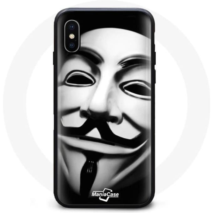 Coque - Anonymous - Iphone XS Max - Souple - Noir - Motif Anonymous mask