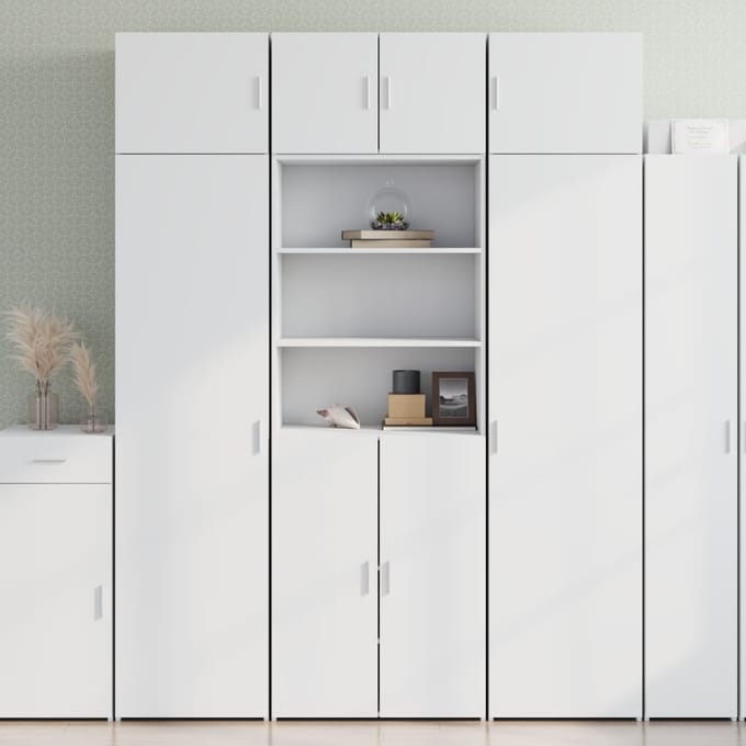 vidaXL - Hoge - kast - 70x42,5x185 - cm - bewerkt - hout - wit