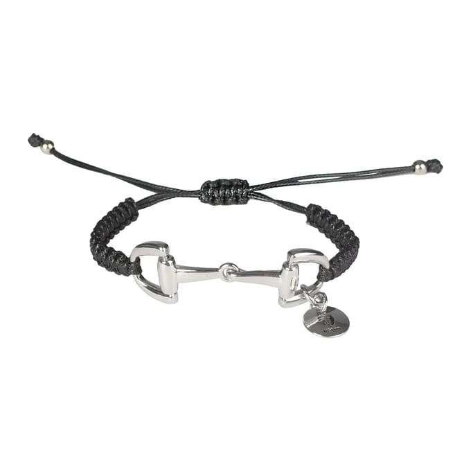 Horka Gevlochten Armbandje Bit Zwart/Zilver - One size