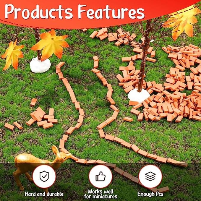 50-150 pièces 1:16 Modèle de Mini Briques Réelles, Accessoires d'Aménagement Paysager de Figurines Miniatures, Jouet Briques Fausse Brique DIY Pour Construction de Jardin Féerique brown
