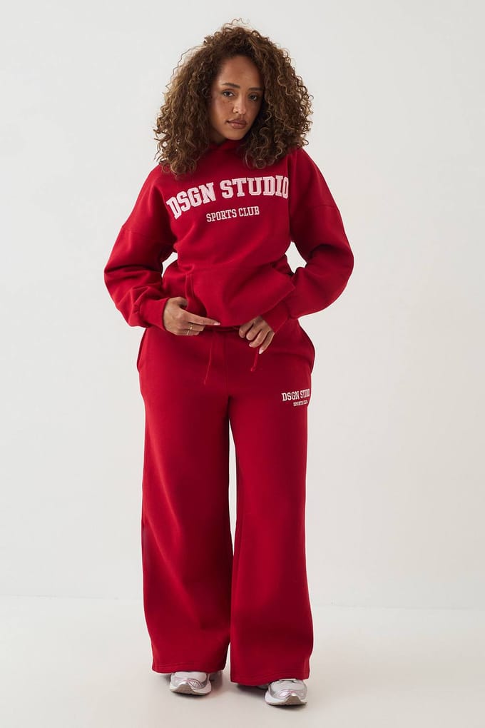 Dames Dsgn Studio Applique Oversized Hoodie | Rood | Maat: Medium
