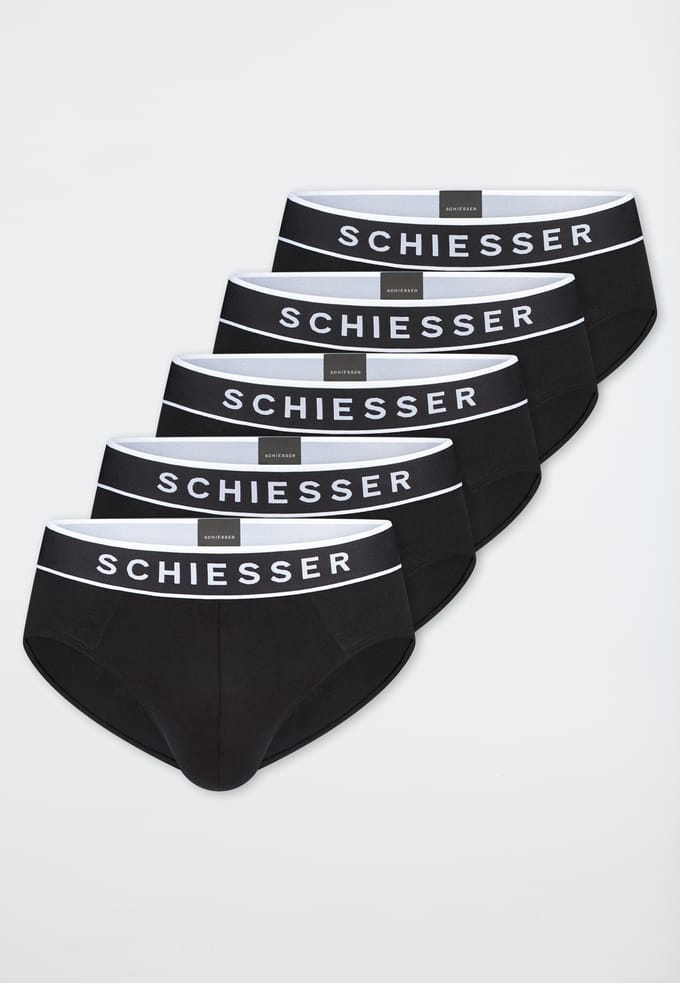 Rio-slips, set van 5, geweven elastische tailleband, zwart - 95/5 7