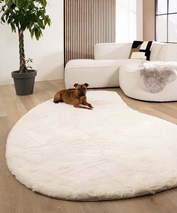 Fluffy vloerkleed organisch - Comfy Plus wit 200x306