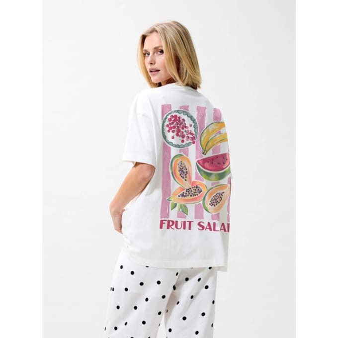 Catwalk Junkie Oversized Graphic Tshirt Tops & T-shirts Dames - Shirt - Wit - Maat 38