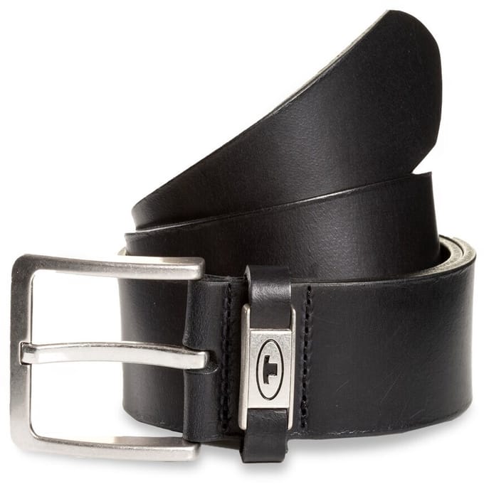 Tom Tailor - TTCOREY leren riem met hoekige gesp - Maat 80 - black uni
