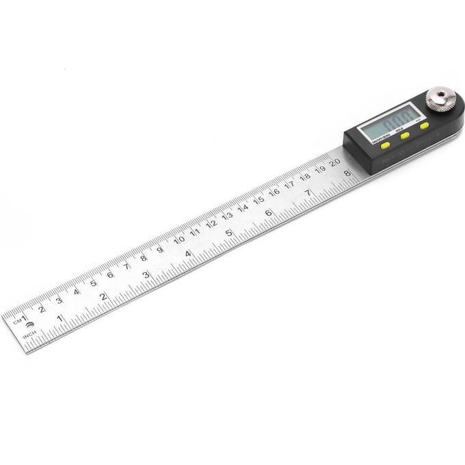 Rapporteur d'angle 2 en 1 0-200 mm 0-360 degrés Rapporteur numérique en acier inoxydable avec écran LCD gray