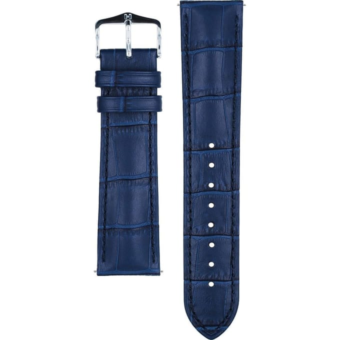 Hirsch Horlogeband -  Duke Donkerblauw - Leer - 22mm