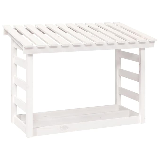 vidaXL - Haardhoutrek - 108x64,5x78 - cm - massief - grenenhout - wit