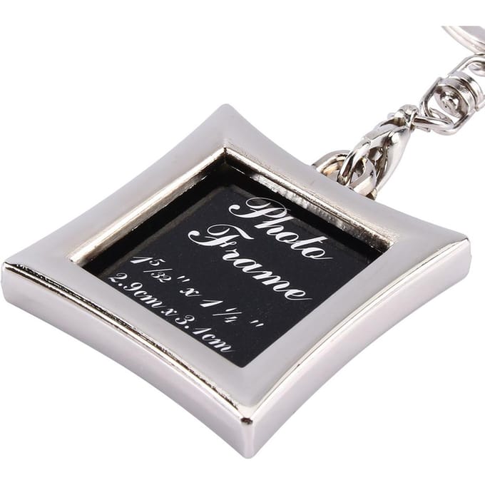 Schattige mini creatieve metalen legering fotolijst sleutelhanger cadeau black