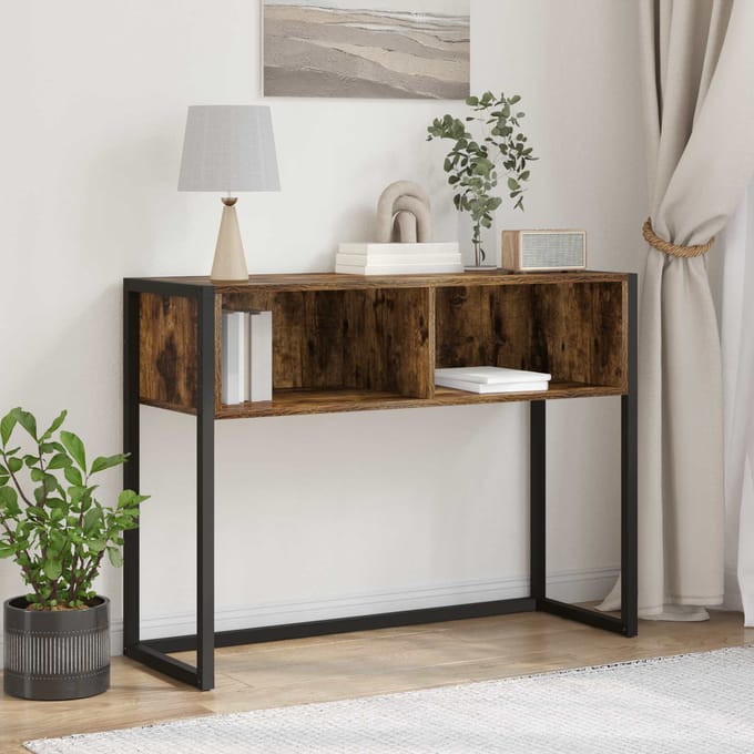 vidaXL - Bijzettafel - Gerookt - eiken - 100 - x - 36 - x - 75 - cm - Bewerkt - hout