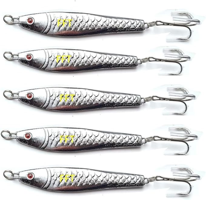 Spinner Lokken Set - Vis Aas - Boot Vissen - Chroom Zilver Afwerking - 5 x 60g - Zilver