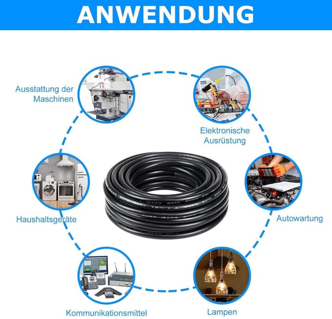 30 Meter 16 AWG 2-aderige Elektrische Kabel, Flexibele Stroomkabel van Vertind Koper