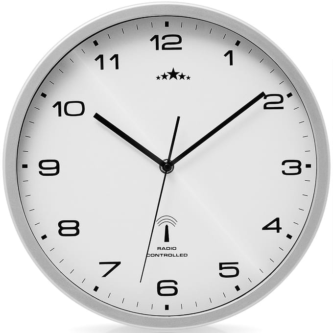 Deuba Wandklok - Radiogestuurd Automatisch Ø 31cm - wit/zilver