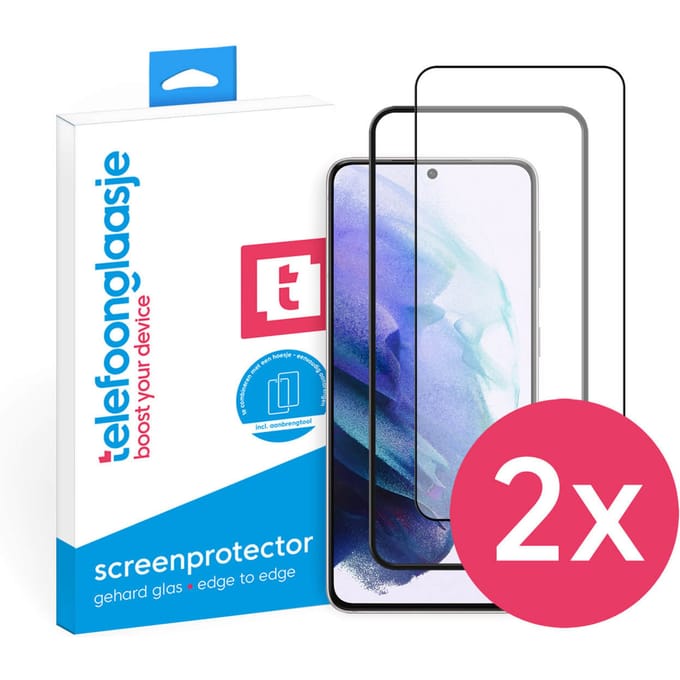 DuoPack: Samsung Galaxy S21 screenprotector gehard glas Case Friendly
