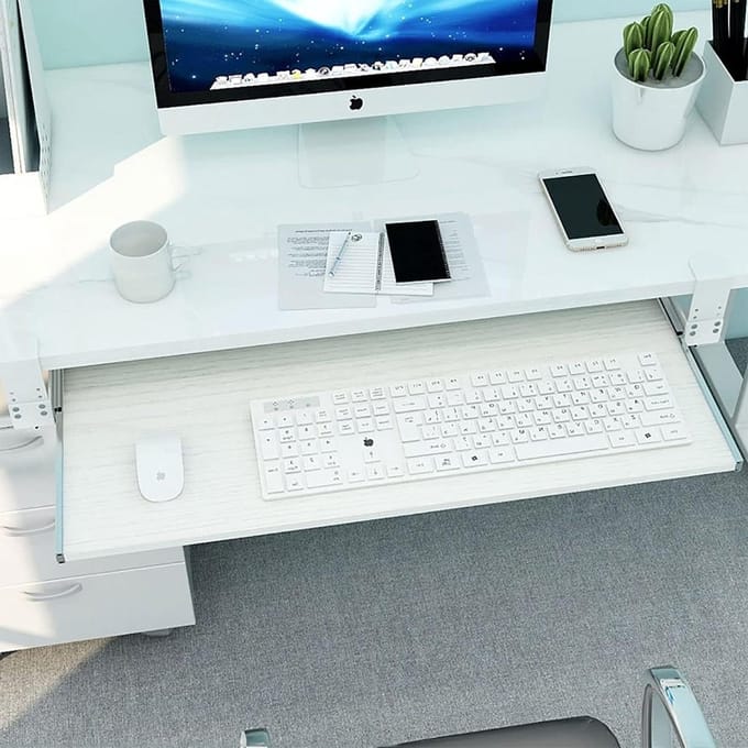 Bureau Lade - Toetsenbord Plank - Ergonomisch Werken - Stabiele C-klem - 75 cm - Houtkleur