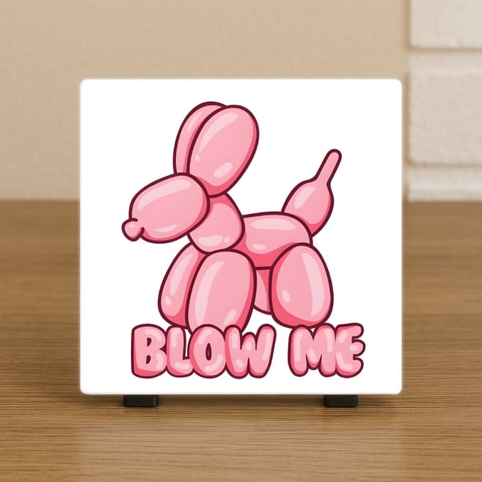 Wenstegeltje "Blow Me” – Roze Ballonhond Decoratie