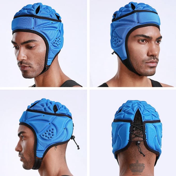 Gewatteerde Helm - Hoofdbescherming Sport - Voorkomt Blessures - Verstelbare Pasvorm - 42x20 cm - Blauw