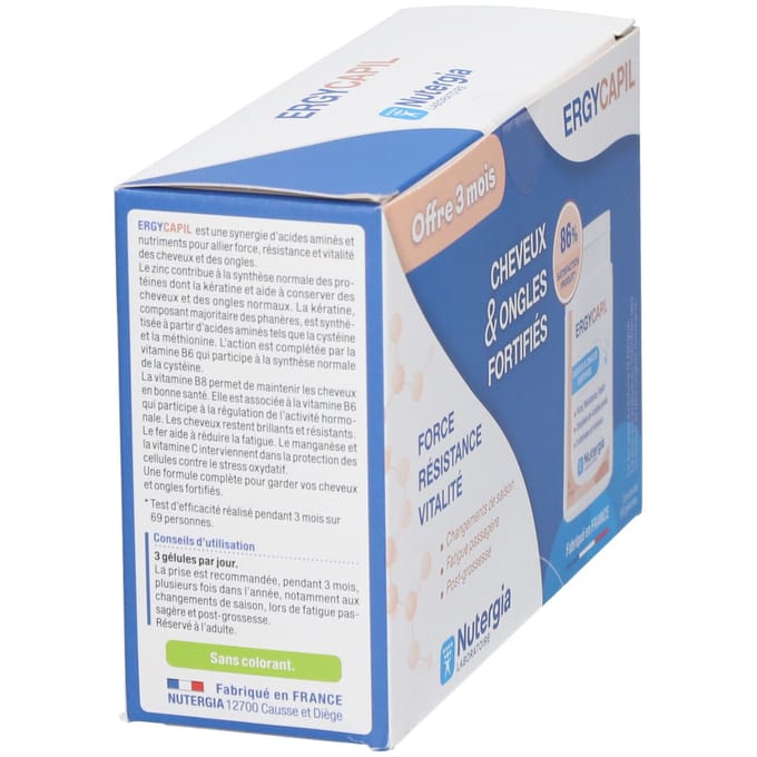 Nutergia Ergycapil Haar & Nagels Versterkt Set van 3 x 90 Capsules