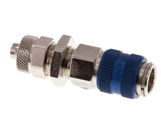 Vernikkeld Messing DN 5 Blauw Luchtkoppeling Snelkoppeling 6x8 mm Push-On Schotkoppeling - CLS5-NB-BN-BLU-6