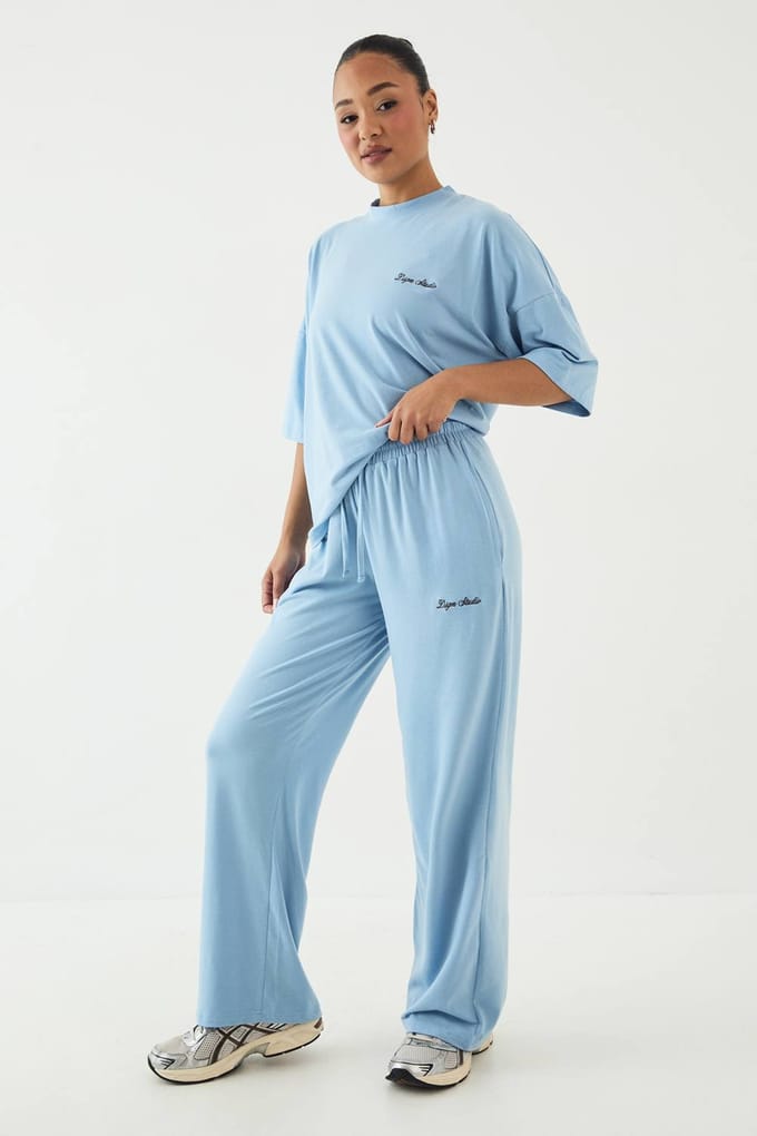 Dames Dsgn Studio Lounge Superzachte Wijde Pijpenbroek | Light Blue | Maat: Large