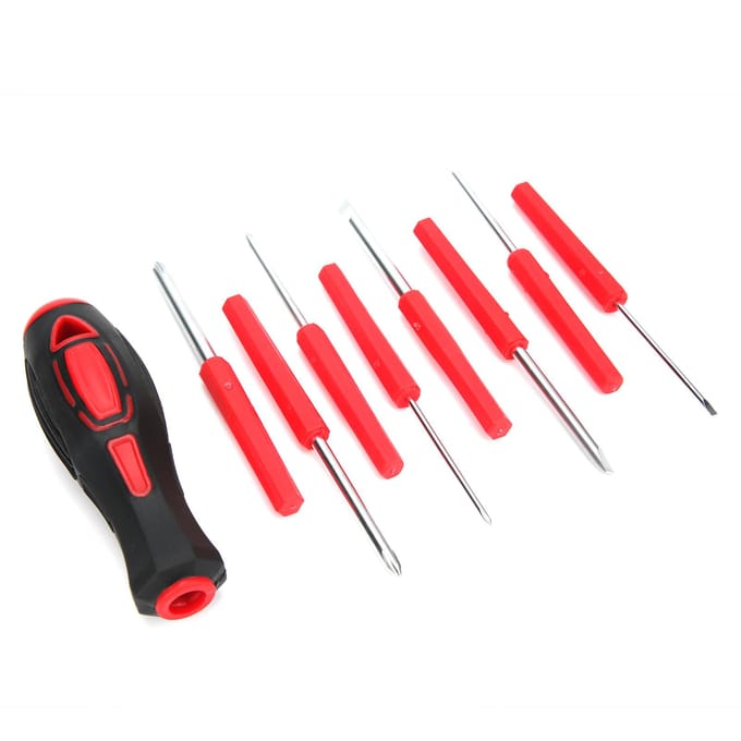 Schroevendraaier Combinatieset Multifunctioneel Reparatie 8 in 1 Handgereedschapsset met Handvat red