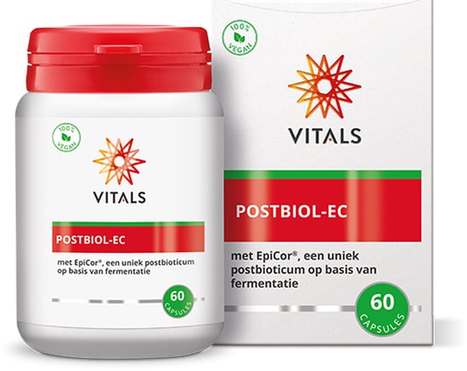 Vitals Postbiol-EC - 60 capsules - biotica. Met EpiCor®, een uniek bioticum op basis van fermentatie.