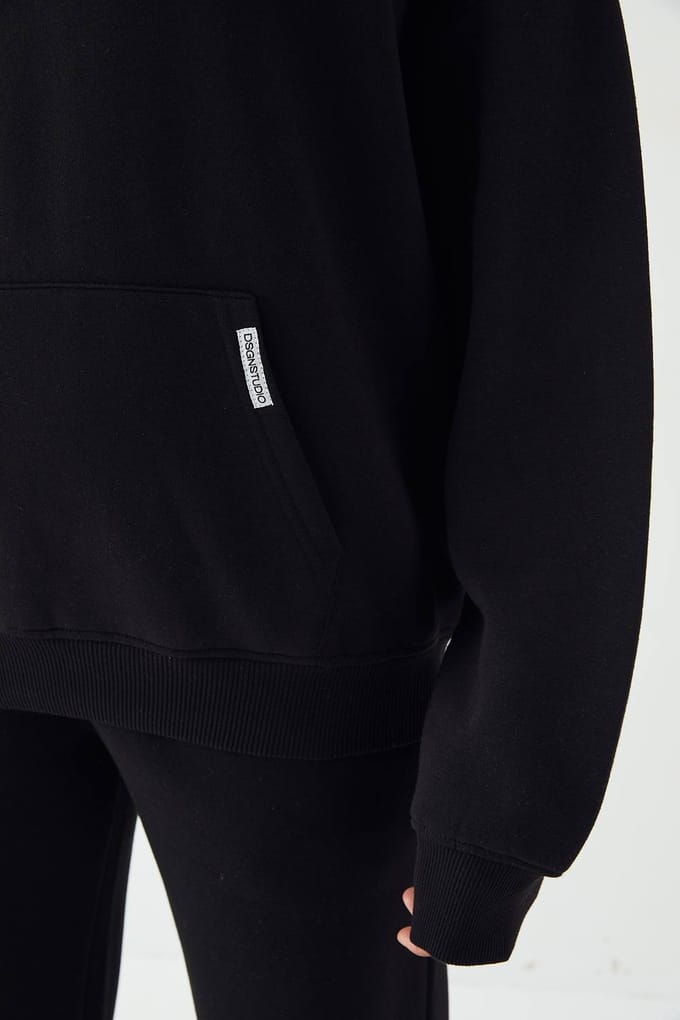 Dames DSGN Studio Oversized Over The Head Hoodie | Black | Maat: Medium