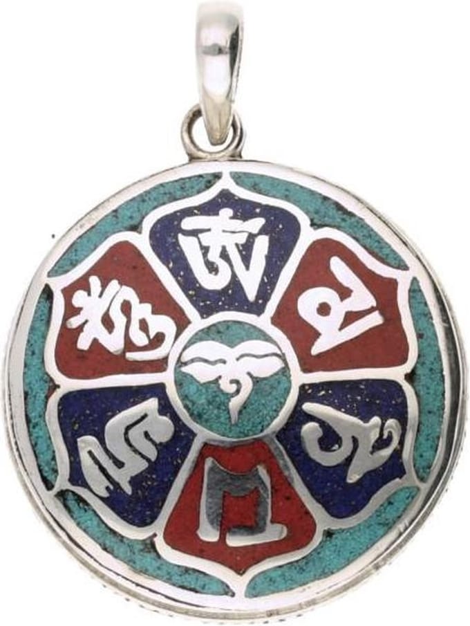 Zilveren Lotus Mantra kettinghanger