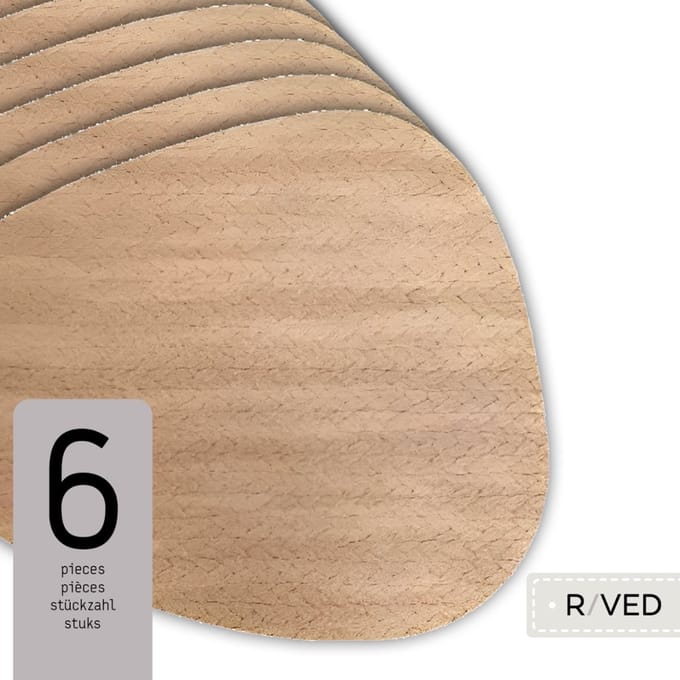 Raved Placemats - Set van 6 Stuks - Alice Latte - Leatherlook - Kunststof - Ovaal - Eettafel - Onderlegger - Waterafstotend