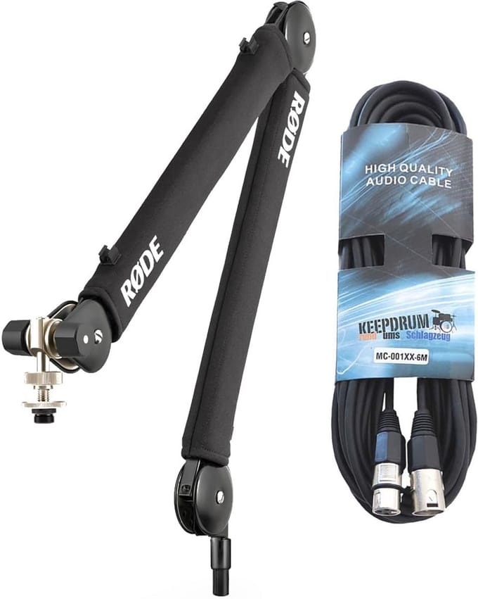 Professionele Zwarte Microfoonarm Tafelstatief met XLR Kabel - Fluisterstil en Stabiel