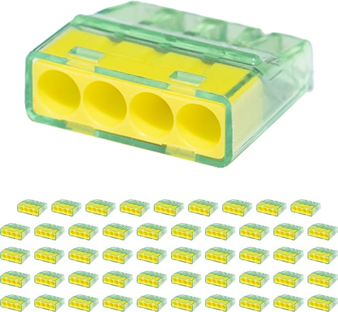 Lasklem - Primtex - 4 Polig - 0.2-2.5 mm2 - Geel - 50 Stuks