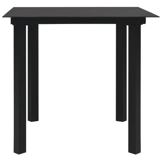 vidaXL - Tuintafel - 80x80x74 - cm - staal - en - glas - zwart