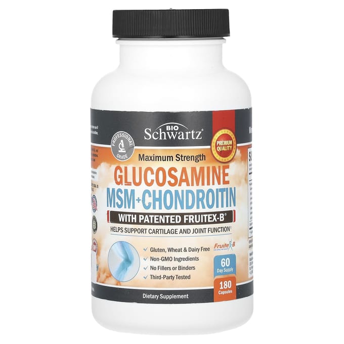 BioSchwartz, Maximale Sterkte, Glucosamine MSM + Chondroïtine, 180 Capsules