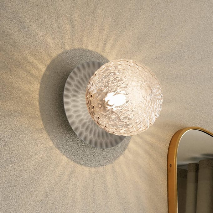 Nuura Liila 1 Wand-/ Plafondlamp Zilver & Helder Glas Medium