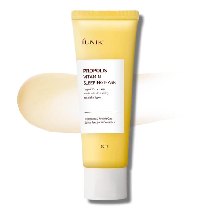 iUNIK Masque de nuit à la propolis et à la vitamine 60 ml - Masque hydratant et régénérant pour le visage pour la nuit