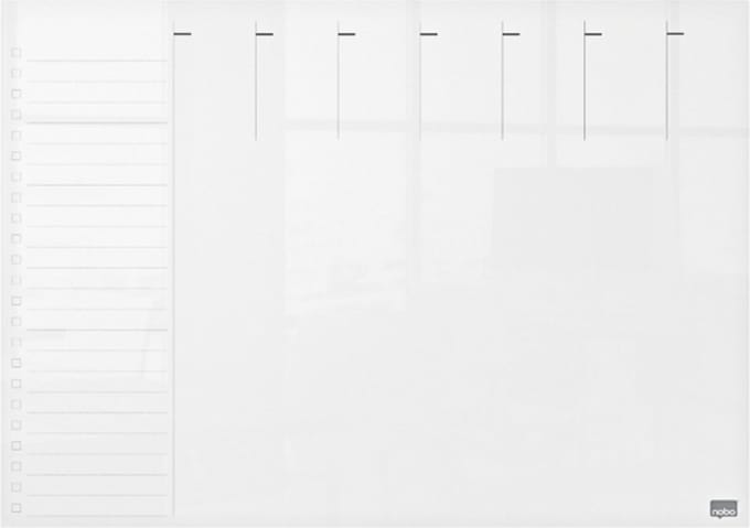 Nobo Droog Uitwisbaar Mini A3 Whiteboard - Weekplanner - 297 x 420mm - Inclusief Marker - Transparant Acryl