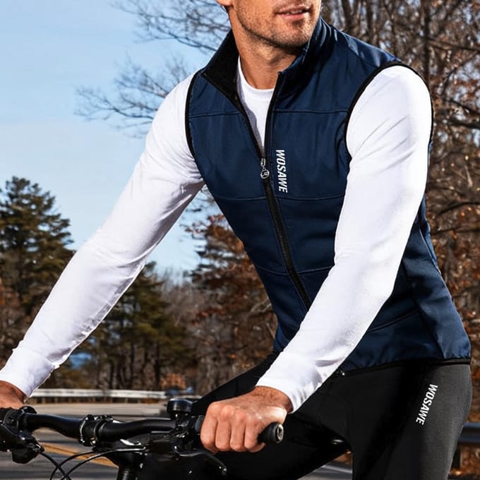 WOSAWE Hiver Chaud Cyclisme Gilet Veste Thermique Polaire Coupe-Vent Gilet L noir
