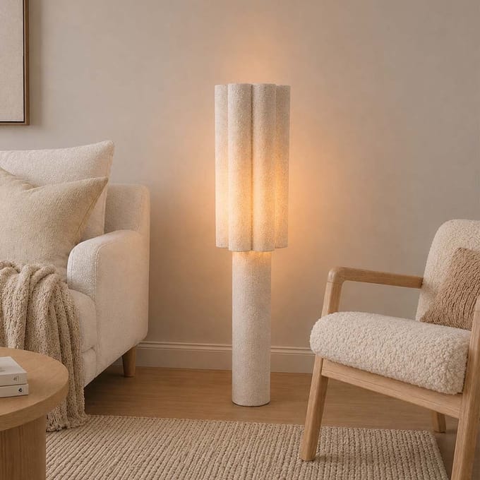 Milton & Oldbrook Vloerlamp Bonn Wit Bouclé