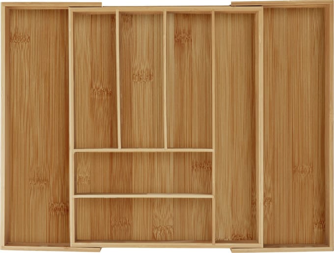 bestekbak uitschuifbaar - bamboe - 35 - 57,5 cm - bestek organizer keukenlade