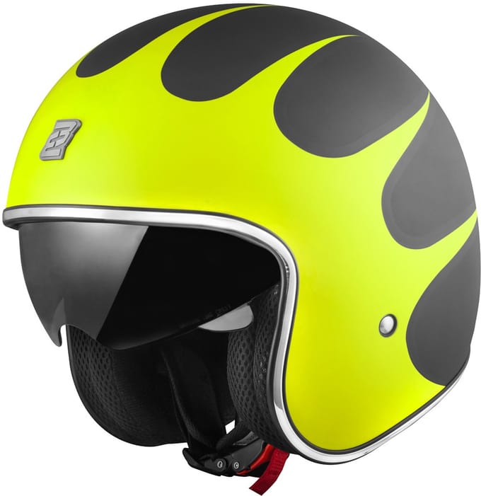 Bogotto V537 Wogi Mat Zwart Geel Jethelm - Helm