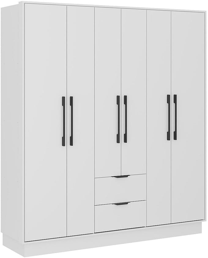 Vente-unique Kast met 6 deuren en 2 lades - L162 cm - Wit - FEOVA