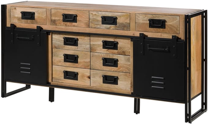 MASSIVMOEBEL24.DE mango dressoir blank massief hout 195x45x90 cm gelakt gemonteerd BLACKBURN volledig massief #109
