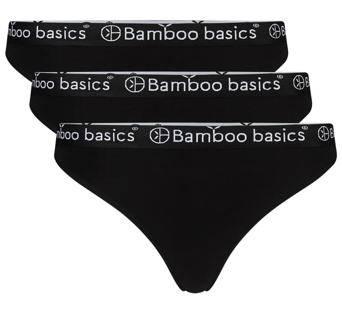 Bamboo Basics Strings Emma - Bamboe String Dames Zwart - 3-pack - Maat S - Bamboe Ondergoed Dames