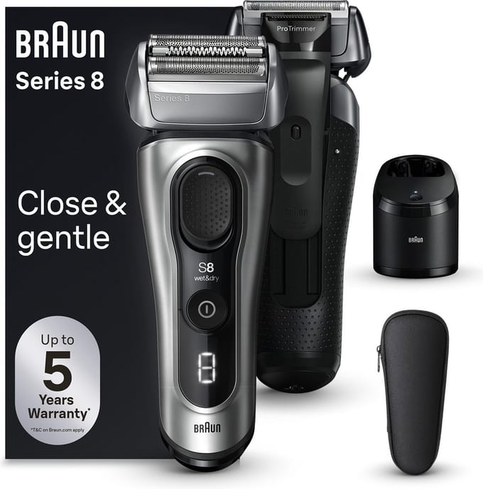 Braun Series 8 8567cc Scheerapparaat met scheerblad Trimmer Zwart, Zilver