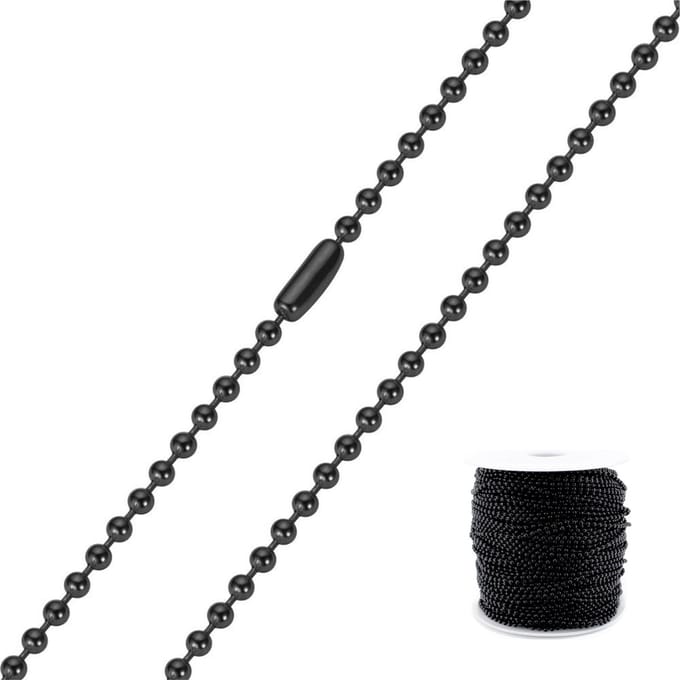 100 meter (op rol) - Kogelketting - 2,4mm - Zwart