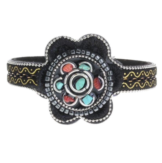 Behave Ibiza flower armband met magneetsluiting