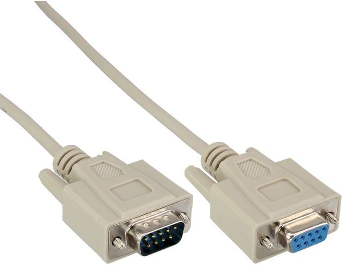InLine Serial cable DB9 M/F 2m seriële kabel Beige male 9pin Sub D female 9pin Sub D